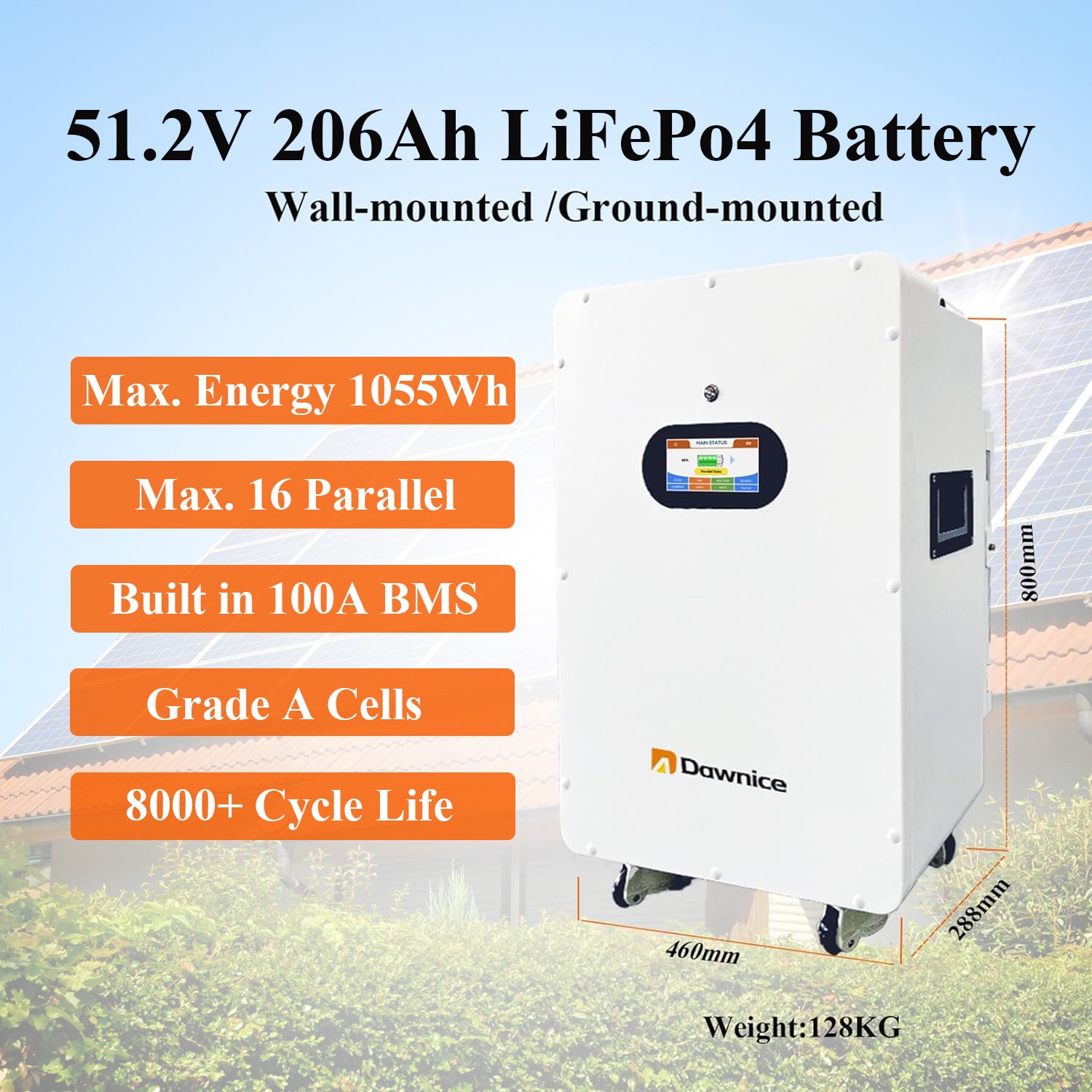 DDP to US inland - 20KW Hybrid Solar System Complete Kit 4 PCS 51.2V 206Ah LiFePO4 Battery 42.188KWh Battery 550W Solar Panels 40PCS Bifacial 22000W 2 Sets 10KW Split Phase Inverter with MPPT Controller 120V/240V UL1741