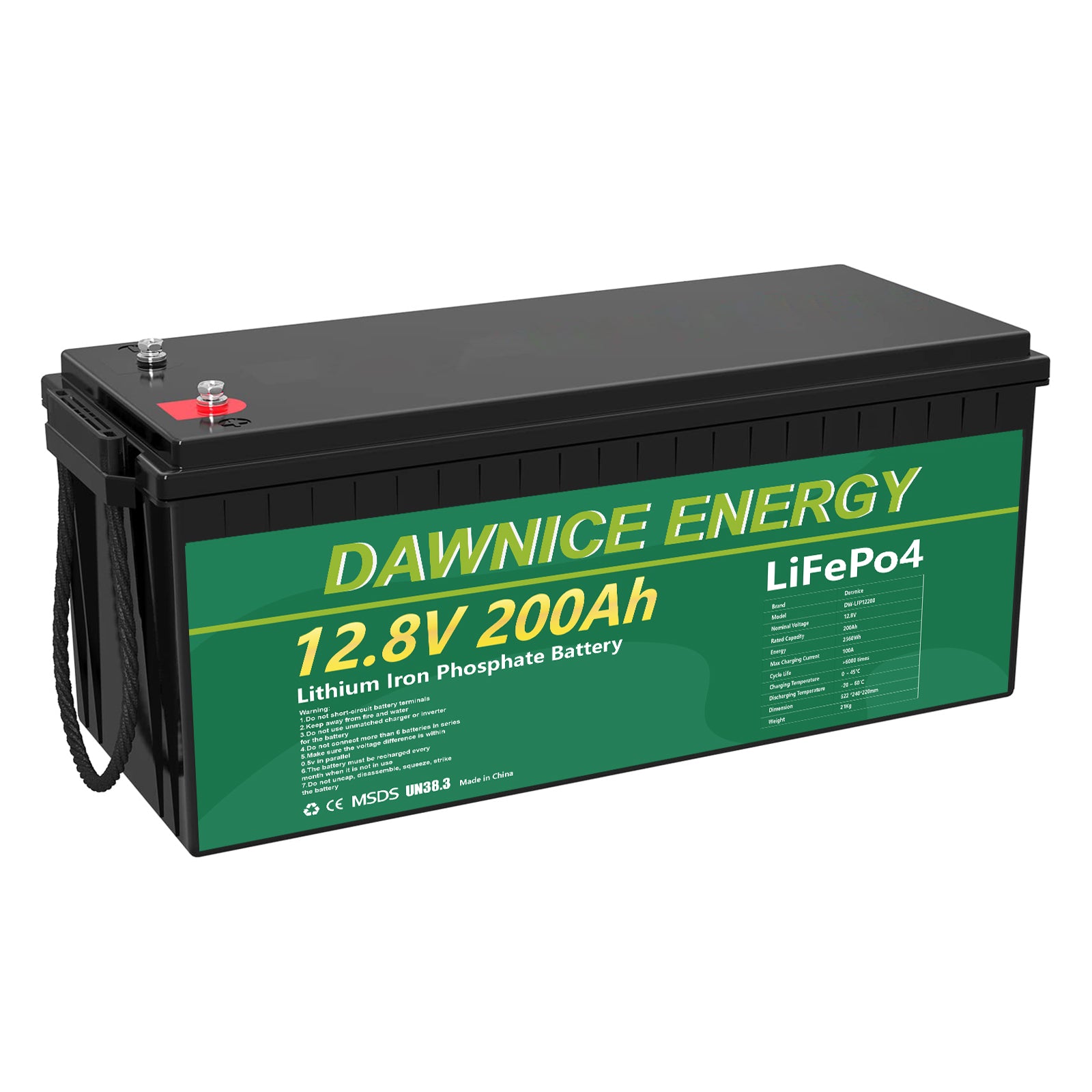 DDP al interior de EE. UU. - Batería Dawnice LiFePO4 de 12 V y 200 Ah con BMS integrado de 100 A, batería de litio de 2560 Wh y 10 años de vida útil, ideal para camping, almacenamiento de energía solar y energía de respaldo. Almacén en EE. UU. disponible.