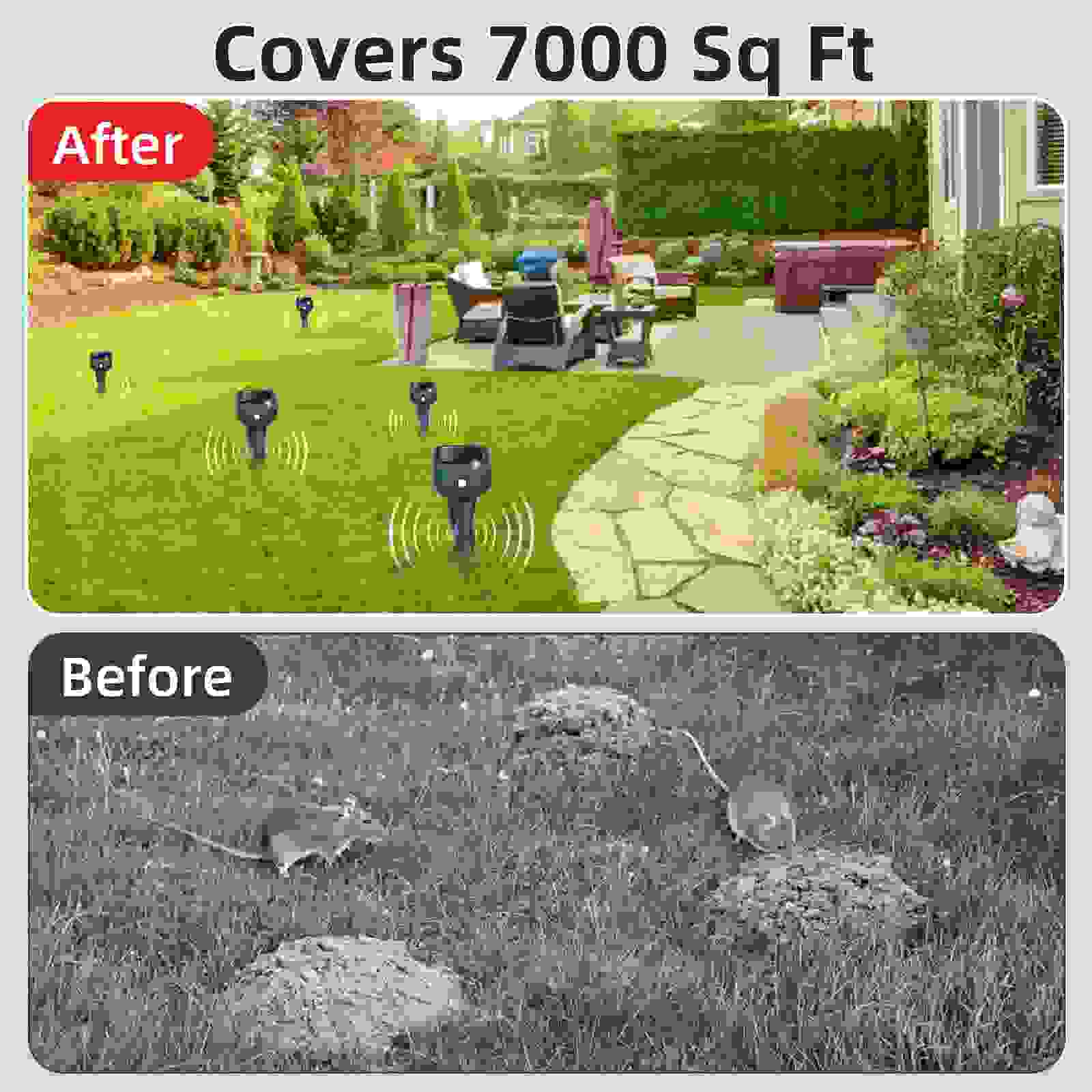 Mole Repellent Solar Powered, 8 Pack Snake & Skunk Repellent for Yard
