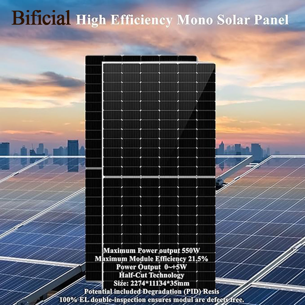 DDP to US inland - Dawnice 5500W Hybrid Solar System Complete Kit with 48V 200Ah LiFePO4 Battery Wall Mount 9600Wh, 550W Solar Panels 10PCS Bificial 8KW Split Phase Inverter with MPPT Controller 120V/240V - UL