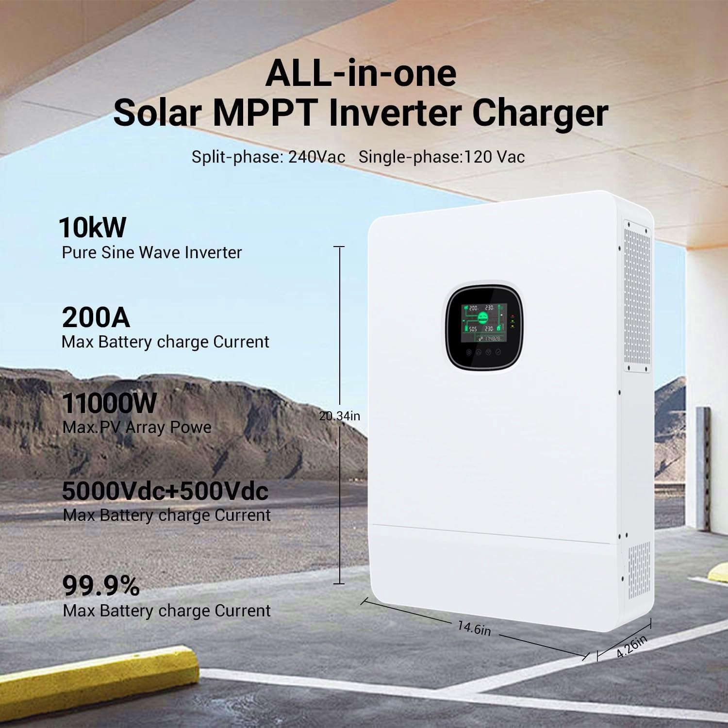 Batería de respaldo para el hogar, de 16 kWh, 51,2 V, 314 Ah, con almacenamiento solar de litio LiFePO4 + inversor de 10 kW para uso fuera de la red, para uso doméstico, emergencias, camping y autocaravanas.