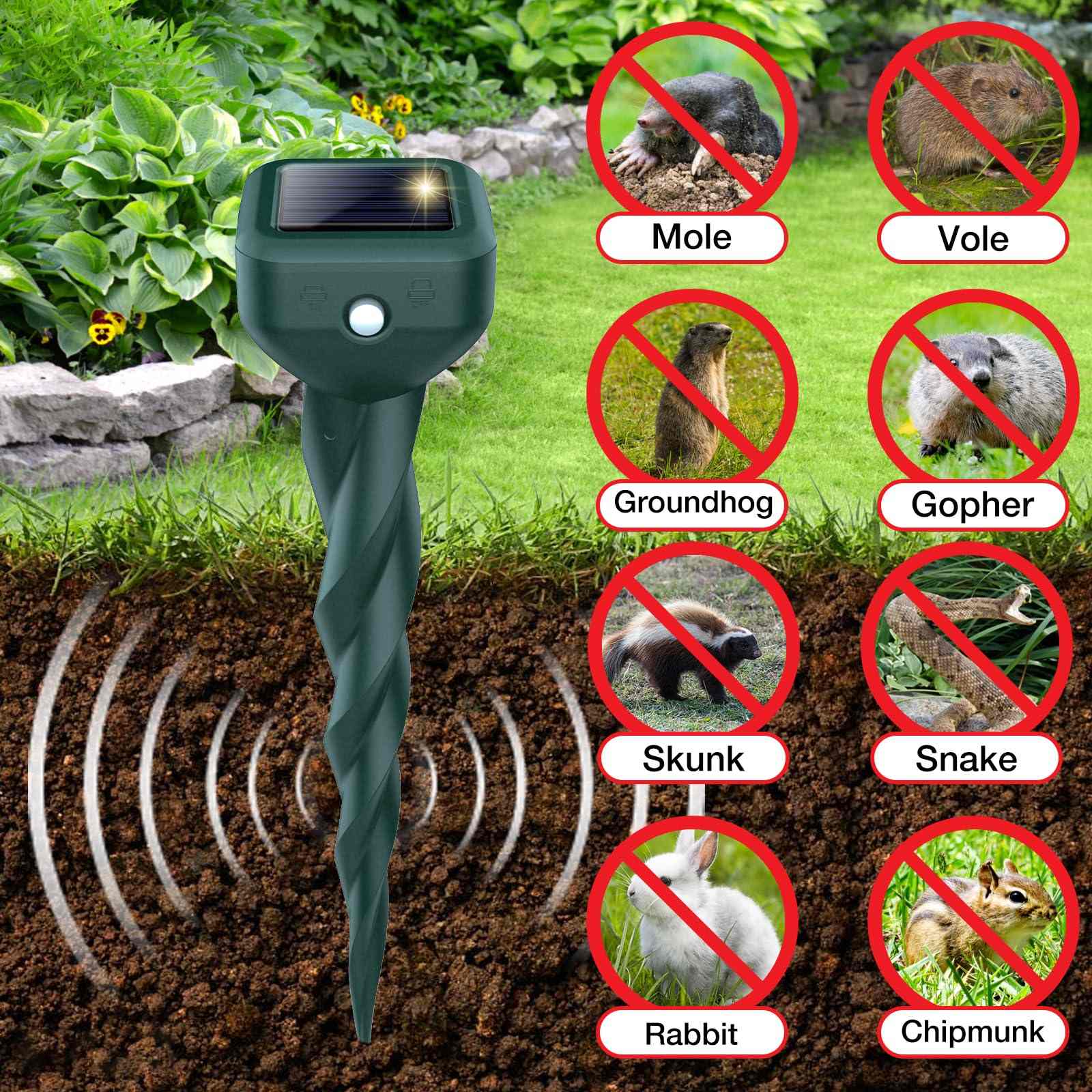 Mole Repellent Solar Powered, 8 Pack Snake & Skunk Repellent for Yard