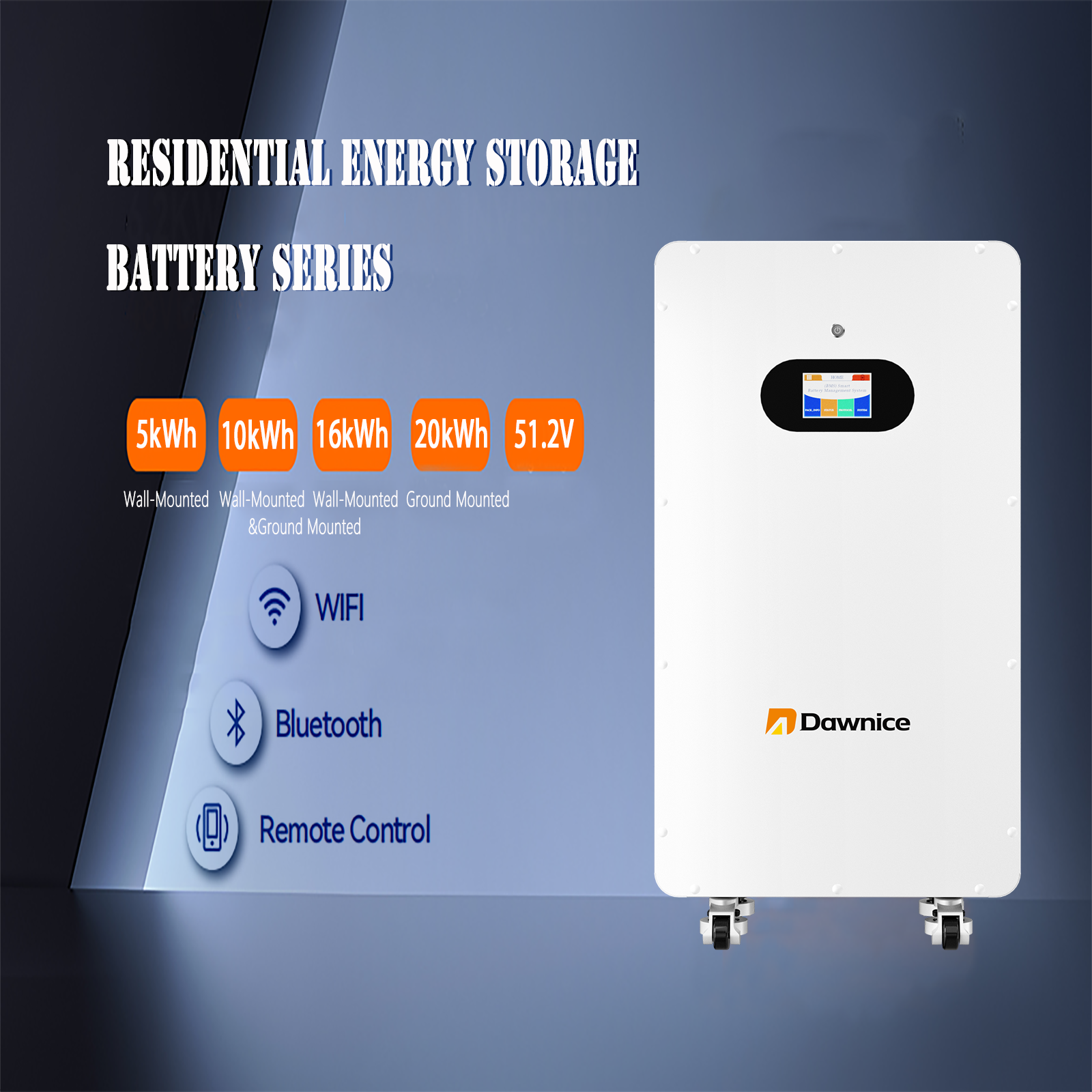51.2V 314Ah 16kWh LifePO4 Lithium Solar Batteries Built in 150A BMS 12KW Hybrid Inverter Built in 2 MPPT Charge Controll Home Energy Storage Power Supply DC to AC Bluetooth Wireless