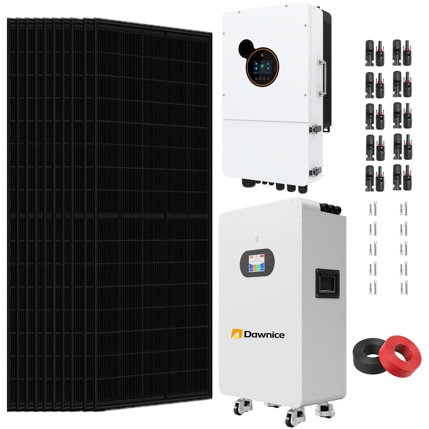 DDP-MX-Dawnice 6600w Sistema Conectado a la Red Sistema Completa,16kWh Batería,12 Pcs Biferial 550w Paneles Solar,12kw Hybrid Inverter