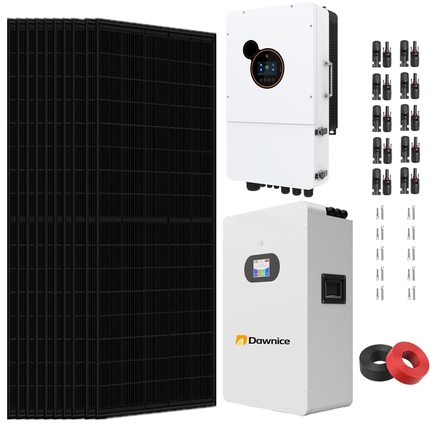 12KW 48V Hybrid Solar Power System Complete kit with UL+PV Solar Panel + 48V Hybrid Inverter + LiFePO4 48V Lithium Battery (10pcs*550W solar panels+ 1Set*12KW Inverter+1Set*5KWH Battery)