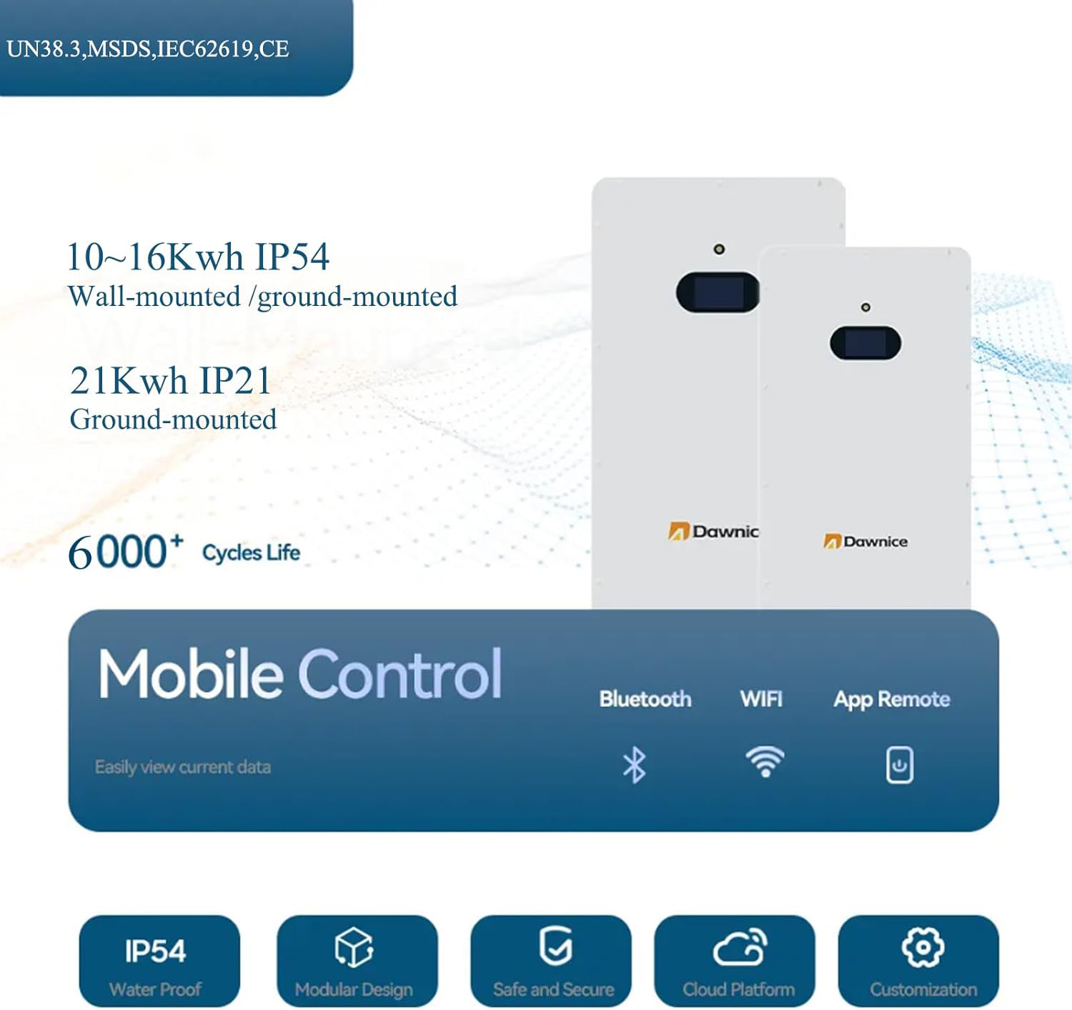 51.2V 314Ah 16kWh LifePO4 Lithium Solar Batteries Built in 150A BMS 12KW Hybrid Inverter Built in 2 MPPT Charge Controll Home Energy Storage Power Supply DC to AC Bluetooth Wireless
