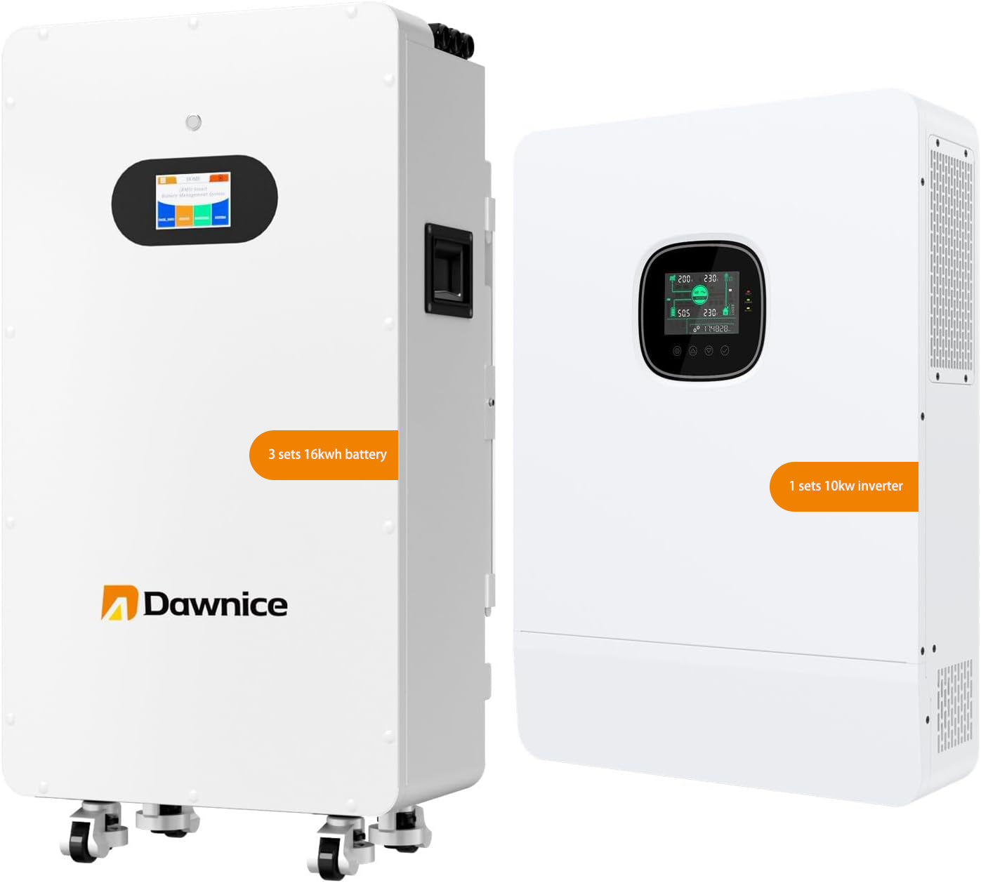 3 sets 16kwh 51.2V 314Ah Wall-Mounted Power Home Battery Backup Solar Storage Lithium Solar LiFePO4 Battery+1 set 10KW Inverter for Home Use, Emergency, Camping, RV