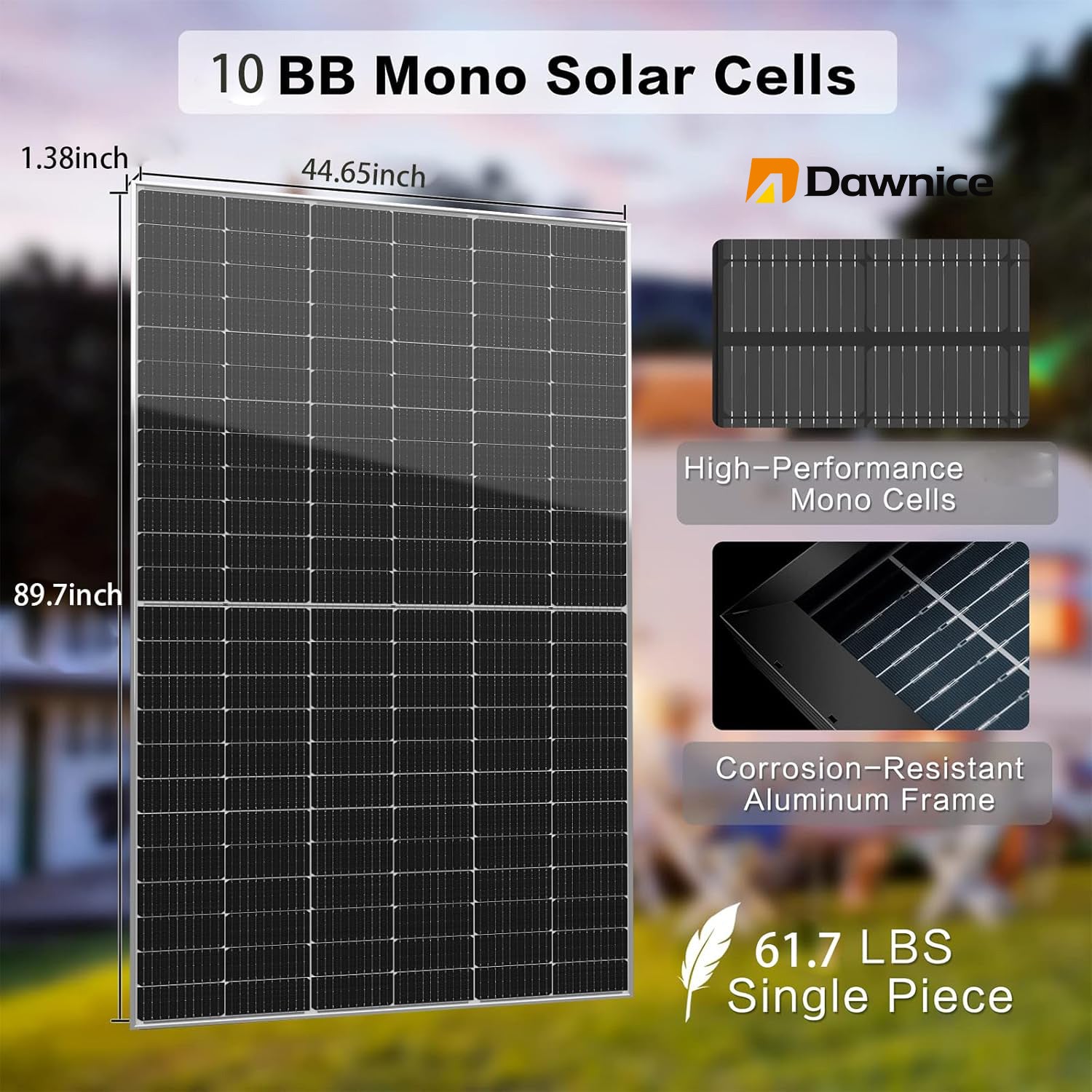DDP to Hawaii - Dawnice 10KW Hybrid Solar Power System Complete Kit 10PCS 550W Solar Panel (5500W) +1Sets 48V 10KW Split Phase Inverter Built in MPPT+ 1Sets-51.2V 206Ah 10kwh Whole House Storage LiFePO4 Lithium Battery with Mounting Z Bracket