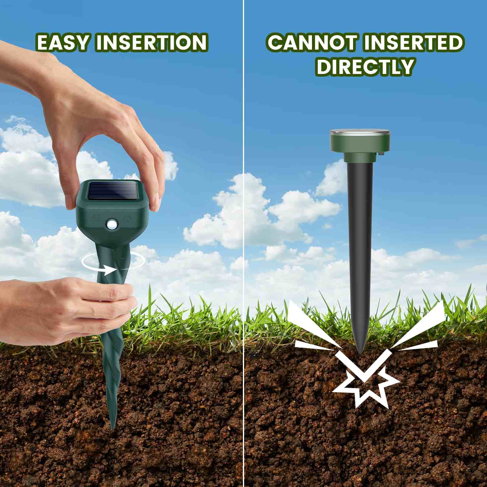 Mole Repellent Solar Powered, 8 Pack Snake & Skunk Repellent for Yard