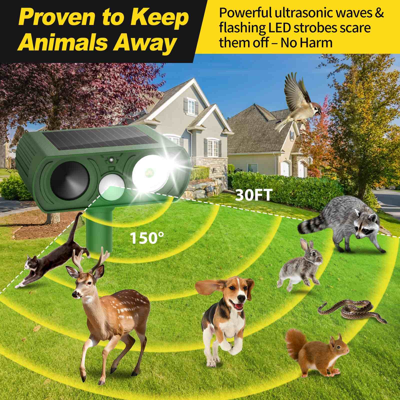 Solar Ultrasonic Animal Repellent Outdoor 1 Pack