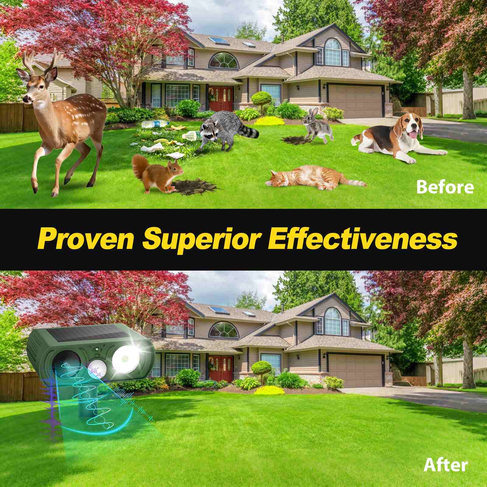 Solar Ultrasonic Animal Repellent Outdoor 1 Pack
